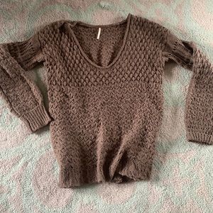 Brown Free People, V-neck sweater